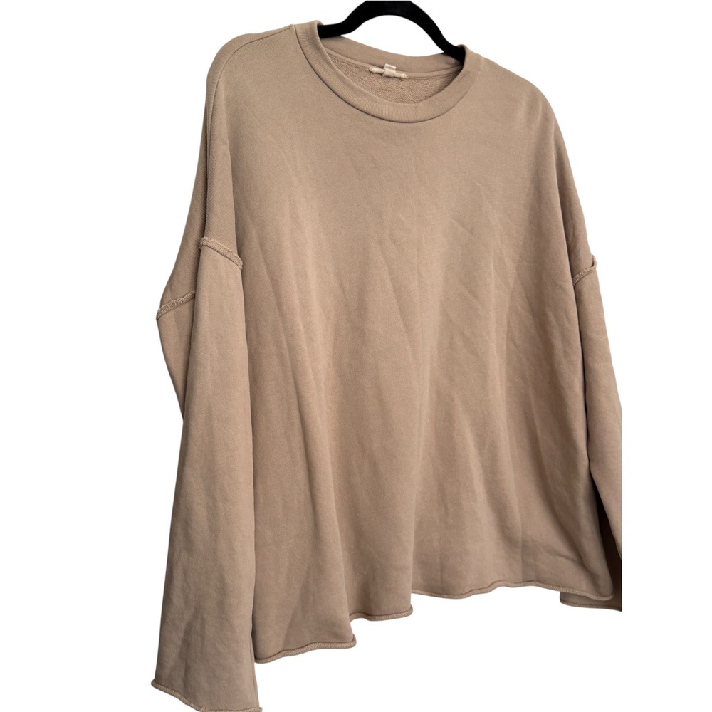 Eileen Fisher Size Small Organic Cotton French Terry Popover Sweatshirt Tan - Picture 3 of 12